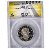 1981-S Susan B. Anthony Dollar ANACS PF69 DCAM