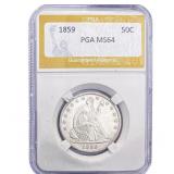 1859 Seated Liberty Half Dollar PGA MS64