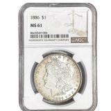 1886 Morgan Silver Dollar NGC MS61