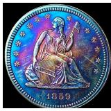 1859 Silver Seated Liberty Quarter UNCIRCULATED
