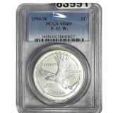 1994-W P.OW. Silver Dollar .7735 ASW PCGS MS69
