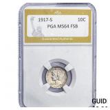 1917-S Mercury Silver Dime PGA MS64 FSB