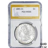 1885-CC Morgan Silver Dollar PGA MS66