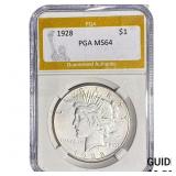 1928 Silver Peace Dollar PGA MS64