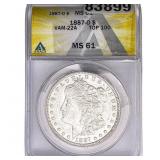 1887-O Morgan Silver Dollar ANACS MS61 VAM-22A