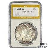 1891-CC Morgan Silver Dollar PGA MS62