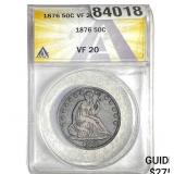 1876 Seated Liberty Half Dollar ANACS VF20