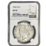 1926-D Silver Peace Dollar NGC AU55