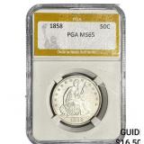 1858 Seated Liberty Half Dollar PGA MS65