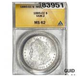 1885-CC Morgan Silver Dollar ANACS MS62 VAM-2