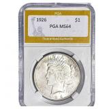 1926 Silver Peace Dollar PGA MS64