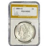 1884-CC Morgan Silver Dollar PGA MS65