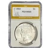 1922 Silver Peace Dollar PGA MS65