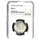 1883 Kingdom of Hawaii Half Dollar NGC MS61