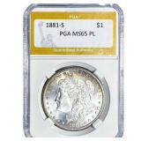 1881-S Morgan Silver Dollar PGA MS65 PL