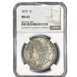 1879 Morgan Silver Dollar NGC MS65