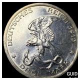 1913 Prussia Silver 5 Mark UNCIRCULATED