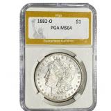 1882-O Morgan Silver Dollar PGA MS64