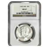1965 SMS Kennedy Half Dollar NGC MS67