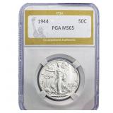 1944 Walking Liberty Half Dollar PGA MS65