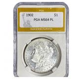 1902 Morgan Silver Dollar PGA MS64 PL