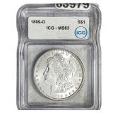 1889-O Morgan Silver Dollar ICG MS63