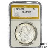 1878 8TF Morgan Silver Dollar PGA MS65