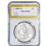 1885-CC Morgan Silver Dollar PGA MS66