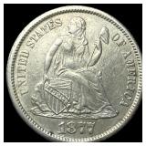 1877-CC Silver Seated Liberty Dime CLOSELY UNCIRCU