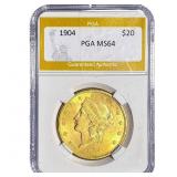 1904 $20 Gold Double Eagle PGA MS64