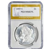 1897-S Morgan Silver Dollar PGA MS66 PL