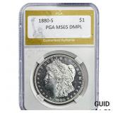 1880-S Morgan Silver Dollar PGA MS65 DMPL