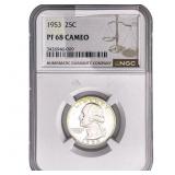 1953 Washington Silver Quarter NGC PF68 Cameo
