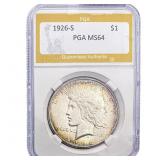 1926-S Silver Peace Dollar PGA MS64
