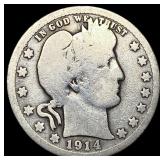 1914 Barber Silver Quarter NICELY CIRCULATED