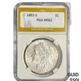 1891-S Morgan Silver Dollar PGA MS62