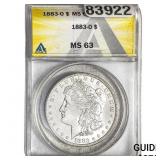1883-O Morgan Silver Dollar ANACS MS63