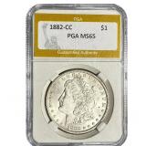 1882-CC Morgan Silver Dollar PGA MS65