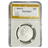 1859-O Seated Liberty Half Dollar PGA MS64