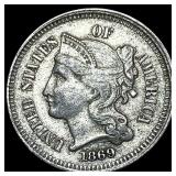 1869 Nickel Three-Cent Piece NEARLY UNCIRCULATED