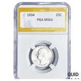 1934 Washington Silver Quarter PGA MS66
