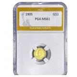 1905 Lewis & Clark Rare Gold Dollar PGA MS61
