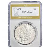1878 Morgan Silver Dollar PGA MS65