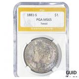1881-S Morgan Silver Dollar PGA MS65 Toned