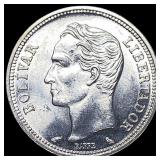 1965 Venezuela .1342oz Silver Bolivar CLOSELY UNCI
