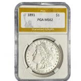 1891 Morgan Silver Dollar PGA MS62