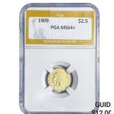 1909 $2.50 Gold Quarter Eagle PGA MS64+