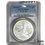 1994-W P.OW. Silver Dollar .7735 ASW PCGS MS69