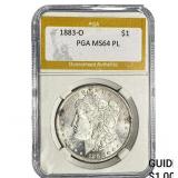 1883-O Morgan Silver Dollar PGA MS64 PL
