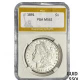 1891 Morgan Silver Dollar PGA MS62